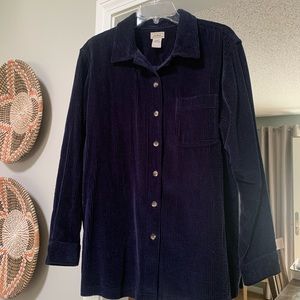 LLBean Large Dark blue corduroy LLBean button front shirt